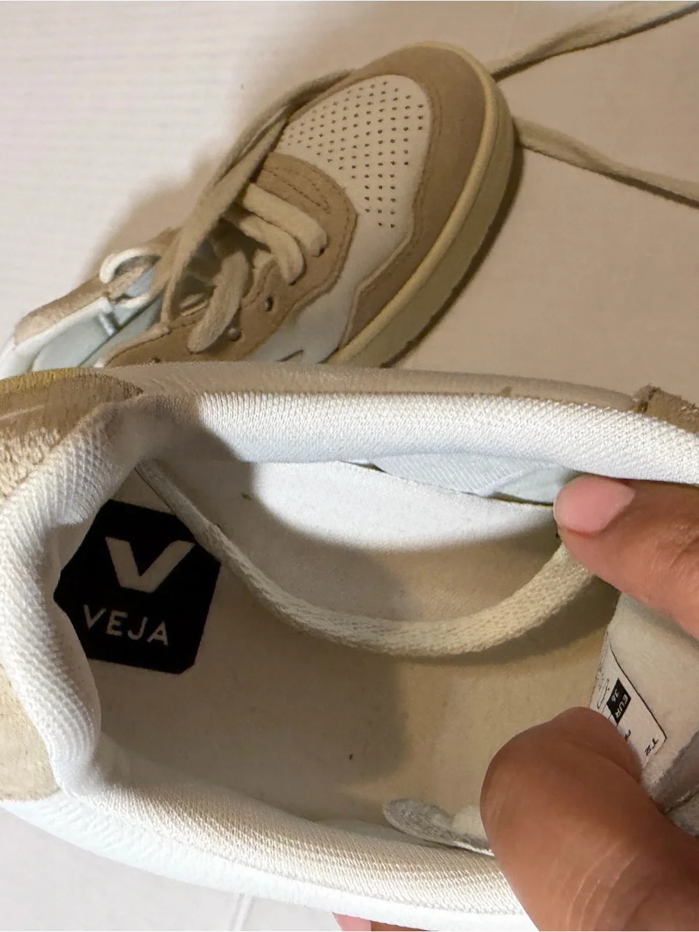 Veja Low-Top Sneakers in Cream and Beige